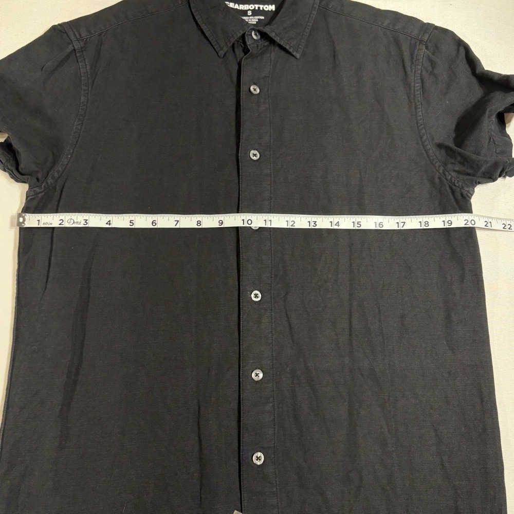 Bearbottom Linen Cotton Shirt Mens Small Black Short Sleeve Button Down Casual - Picture 5 of 6